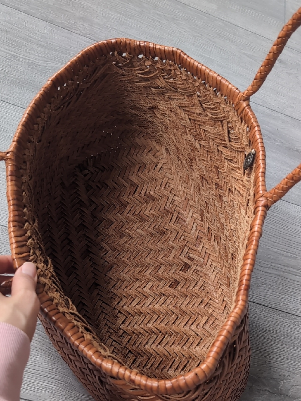 Dragon Diffusion Triple Jump Small Woven Leather Tote - Picture 3 of 16